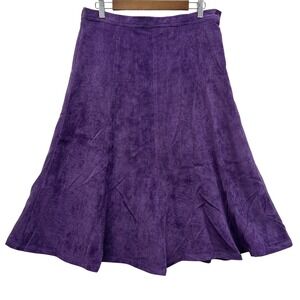 Company Collection Skirt Vintage Womens 12P Purple Corduroy A-Line Midi Paneled